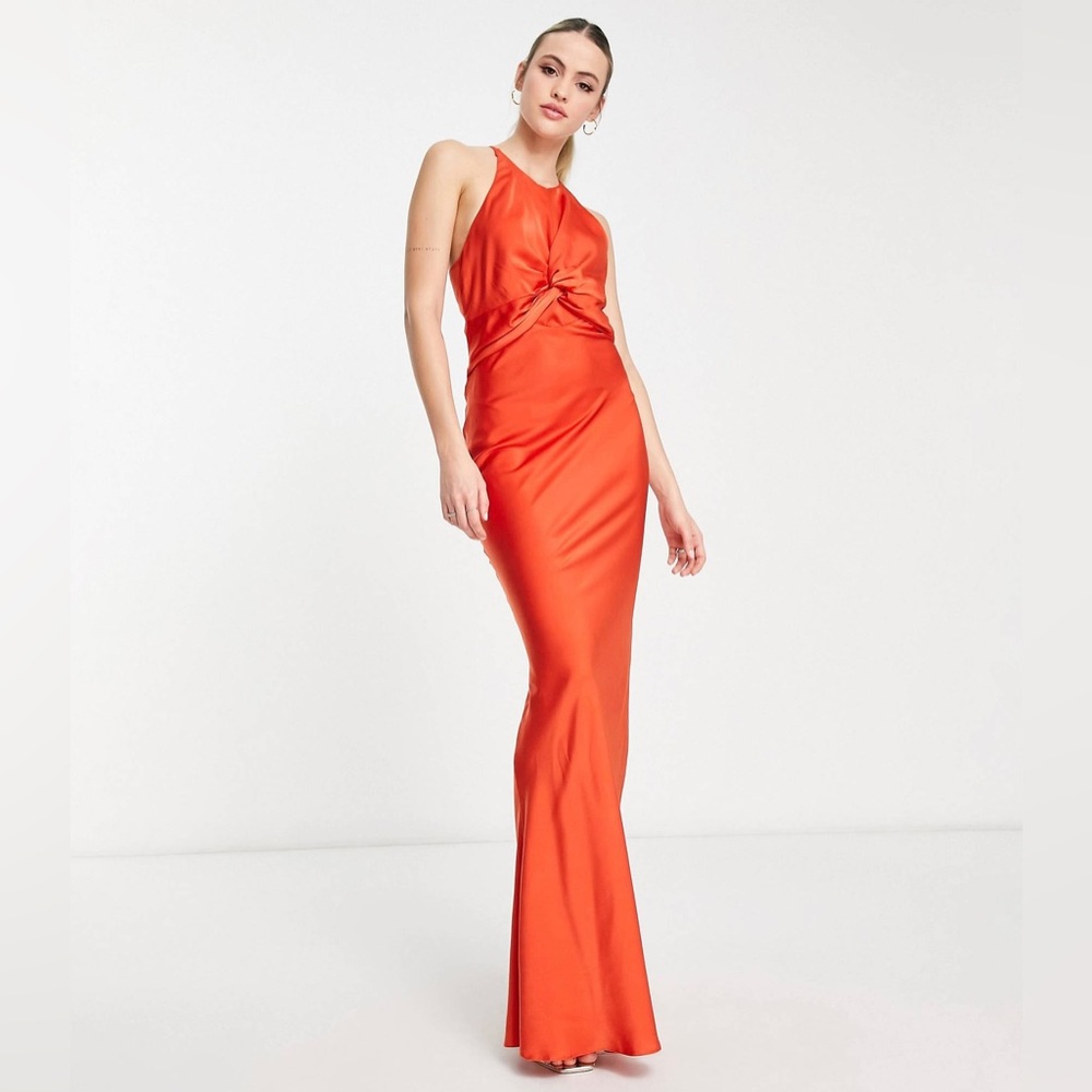 ASOS Orange Halter Maxi Dress